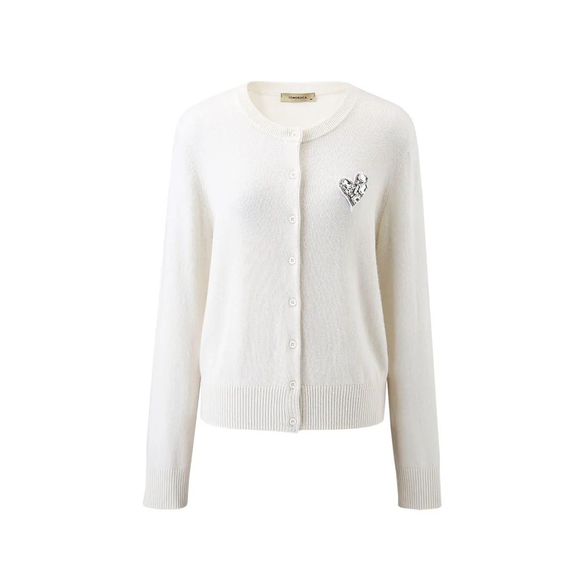 100% Cashmere Cardigan with Heart Patch