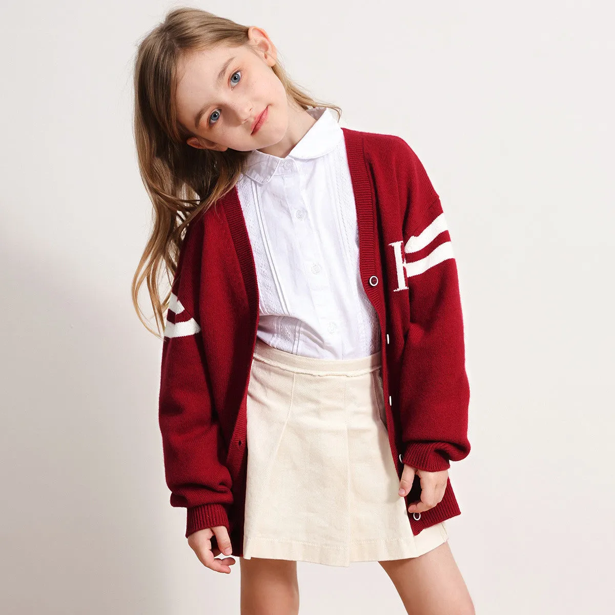 100% Wool Kids V Neck Cardigan