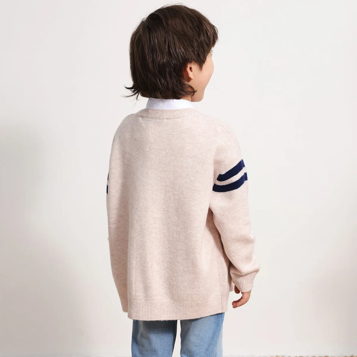 100% Wool Kids V Neck Cardigan