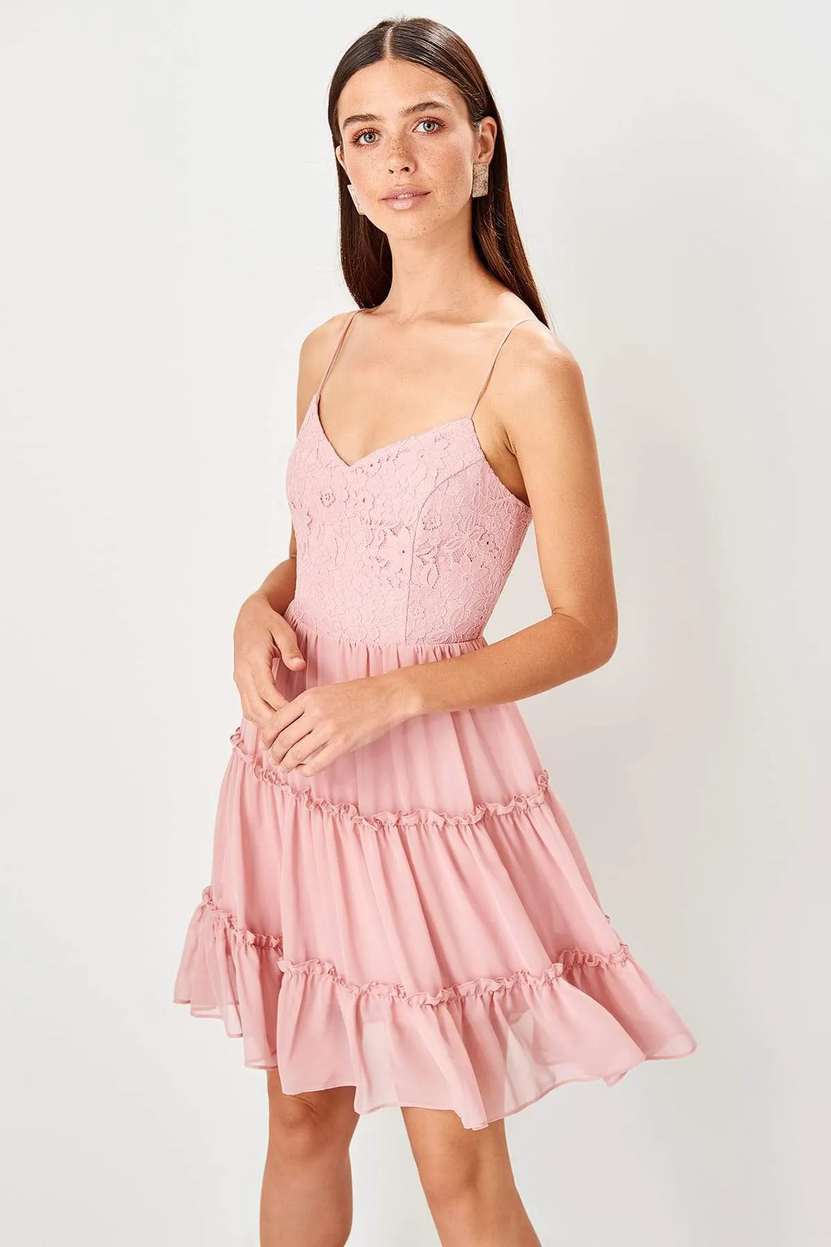 11626 Rose Lace Chiffon Dress