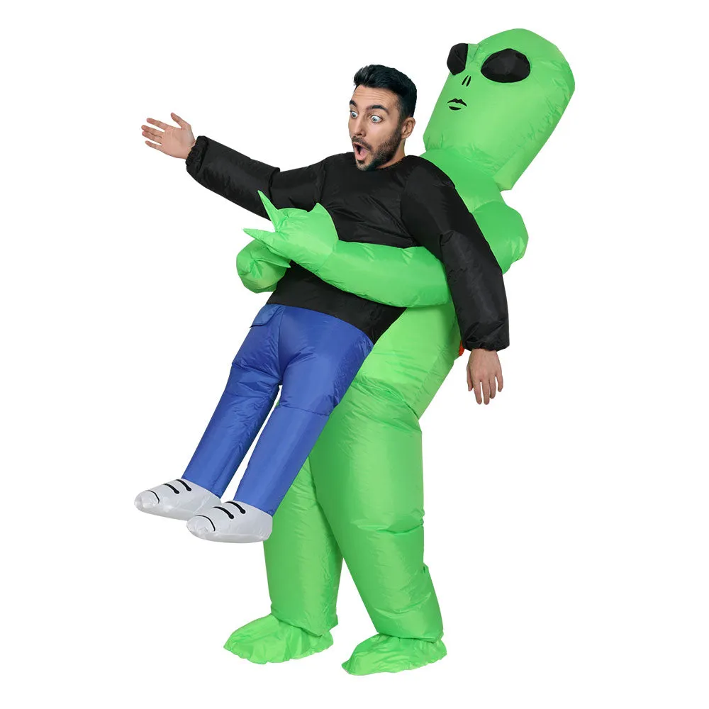 1.95m Green Inflatable Alien Costume, Unisex, USB, Polyester