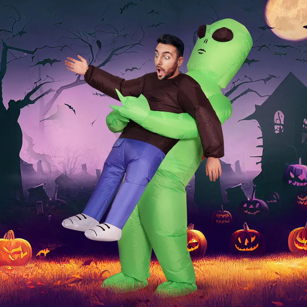 1.95m Green Inflatable Alien Costume, Unisex, USB, Polyester