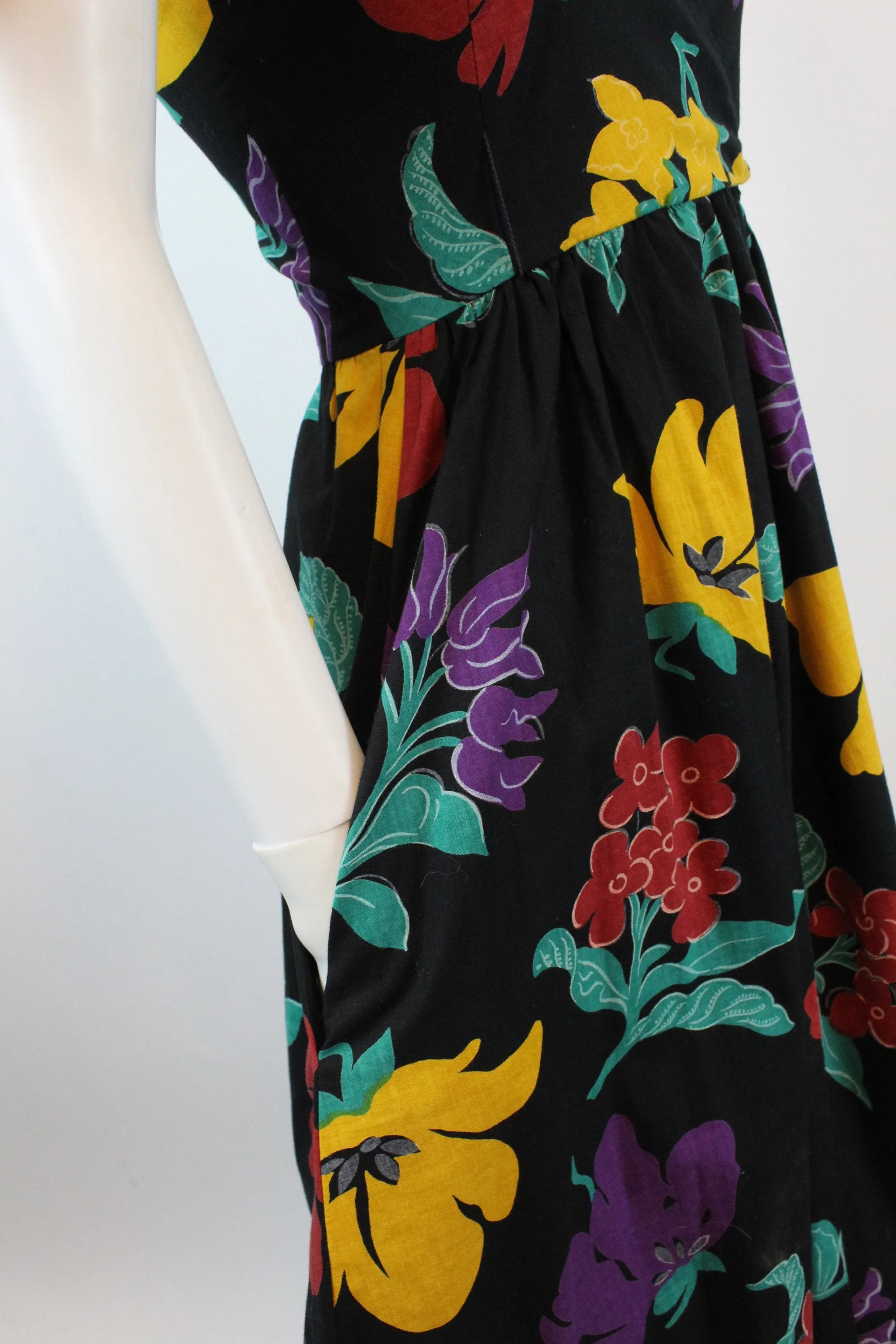 1980s T BACK cotton floral WRAP dress xs | new spring summer