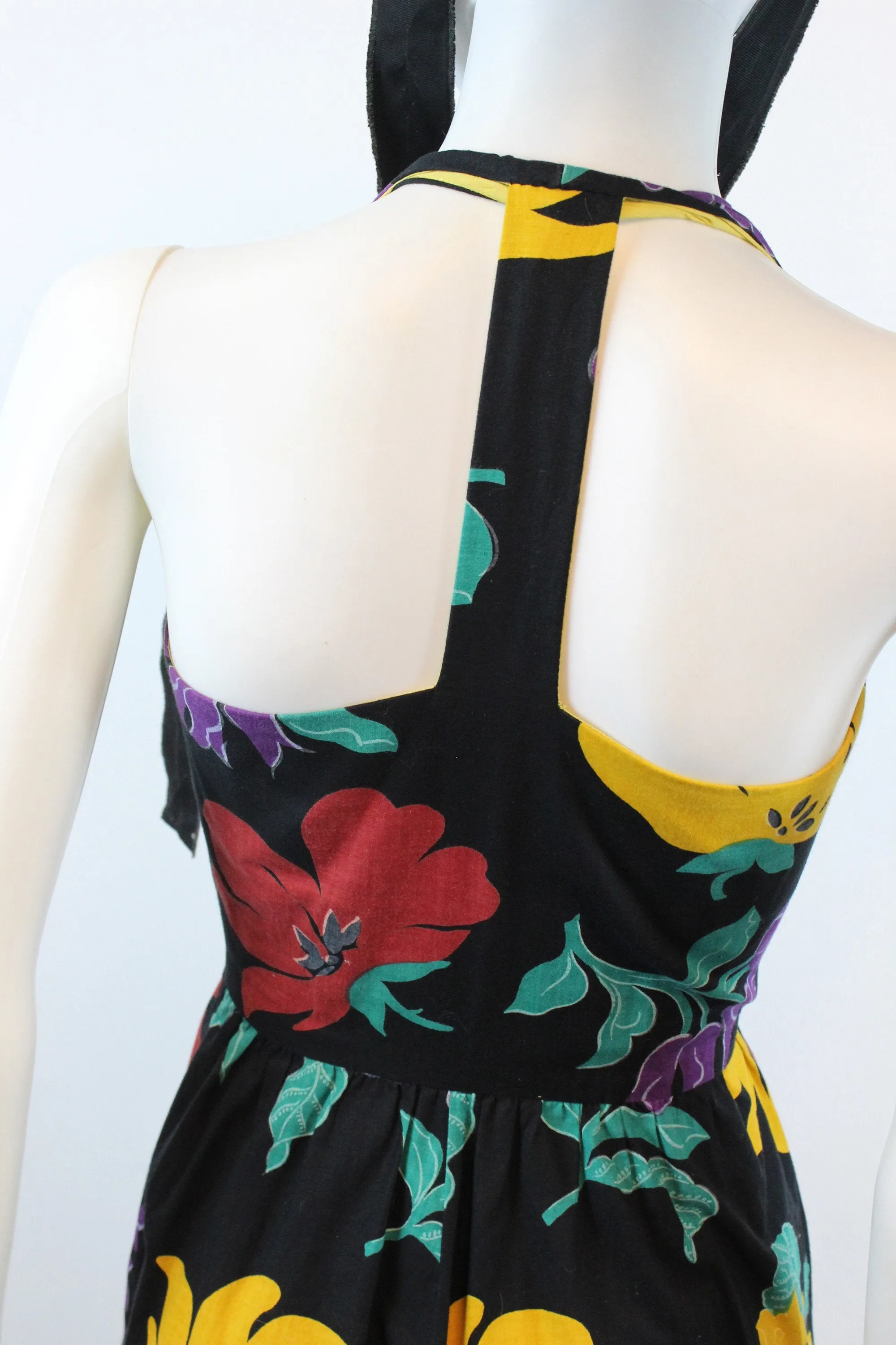 1980s T BACK cotton floral WRAP dress xs | new spring summer