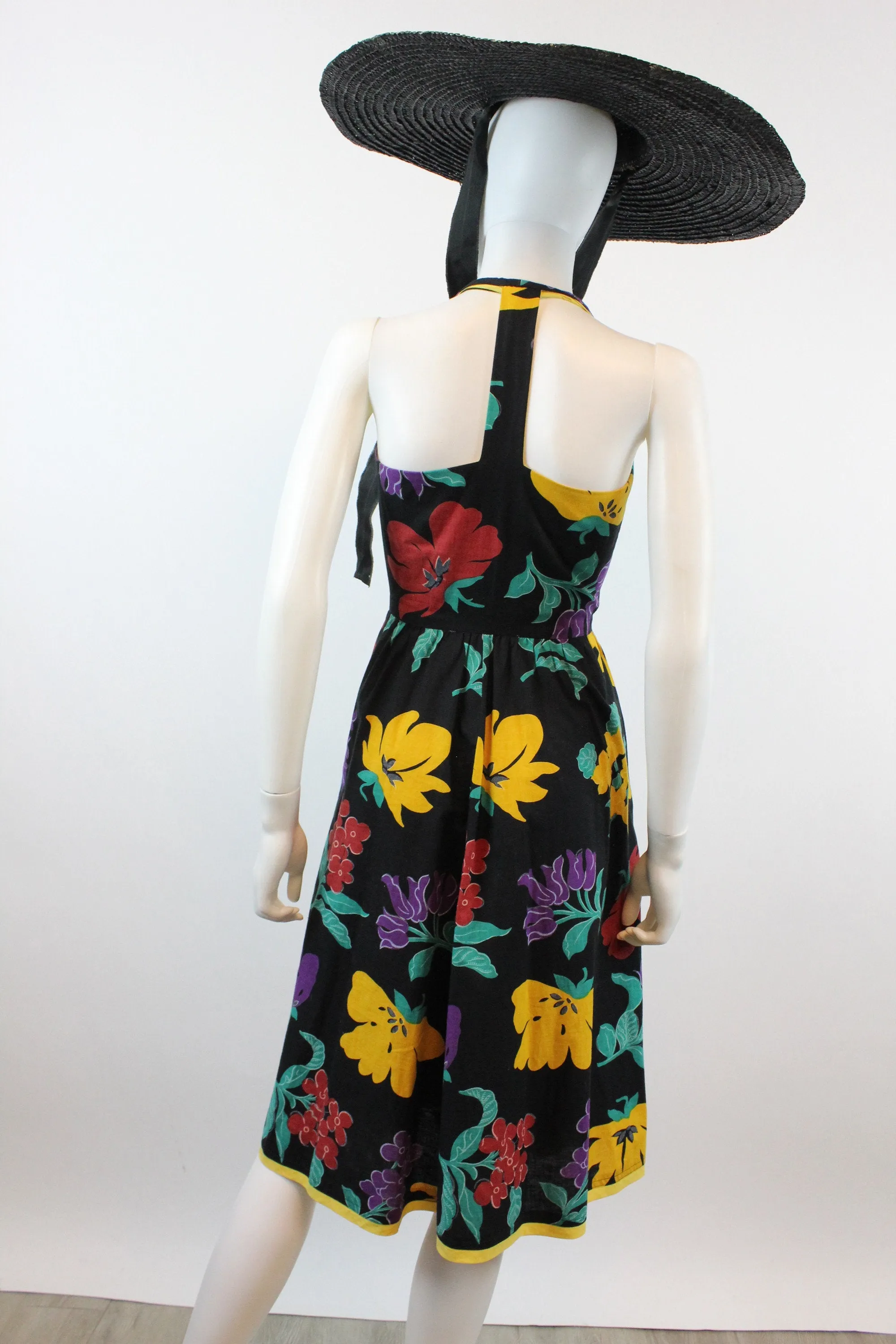 1980s T BACK cotton floral WRAP dress xs | new spring summer