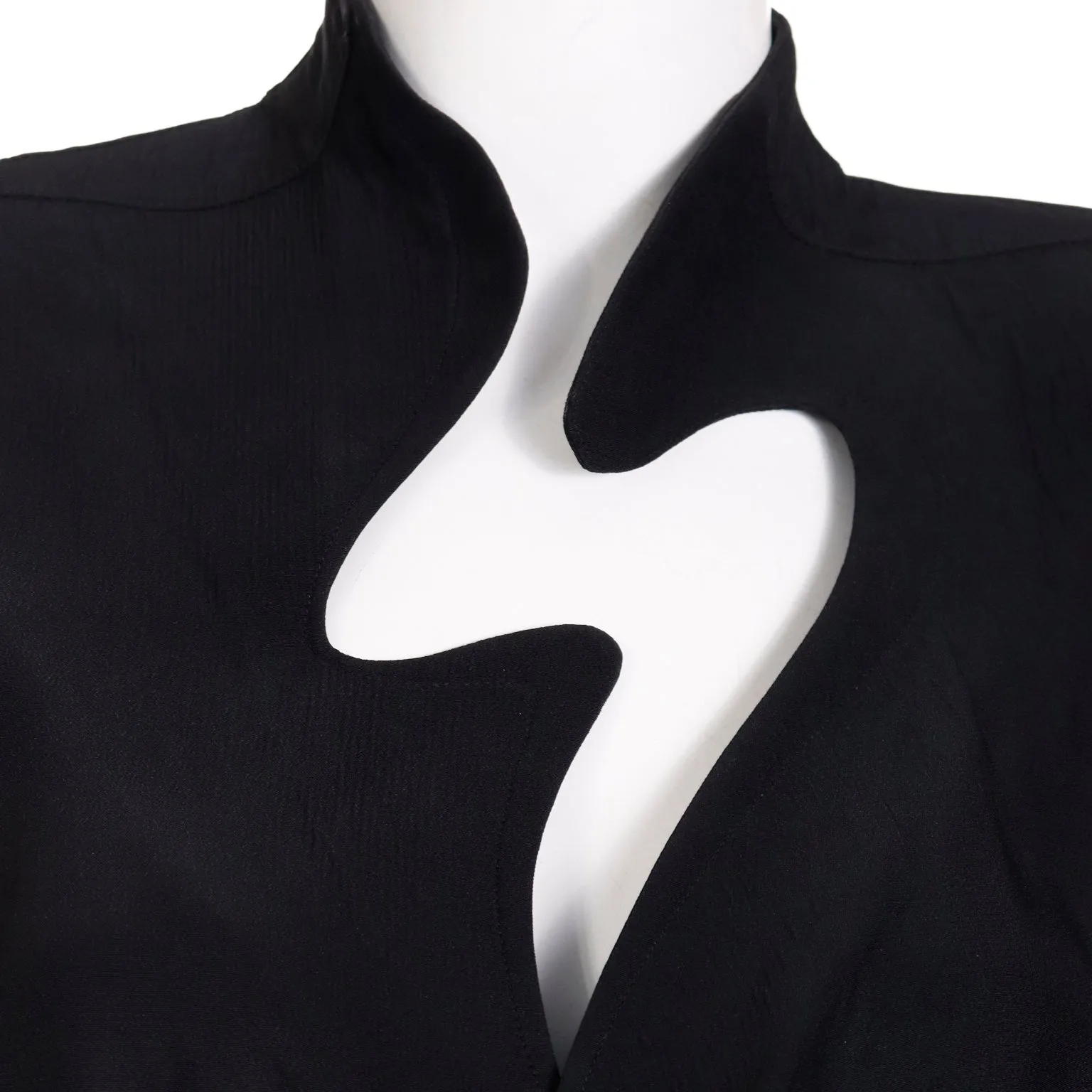 1980s Thierry Mugler Vintage Black Lightning Bolt Cutout Dress