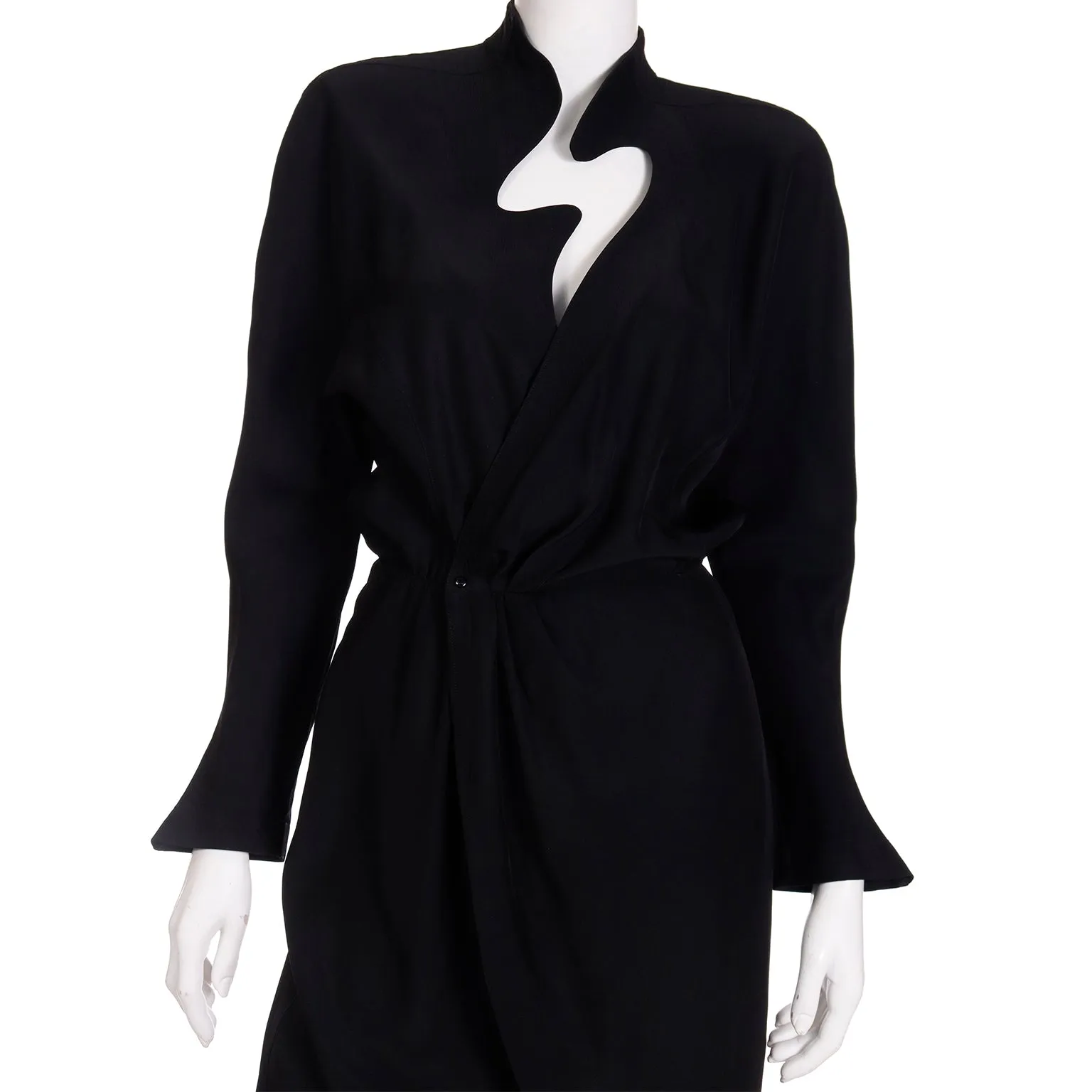 1980s Thierry Mugler Vintage Black Lightning Bolt Cutout Dress