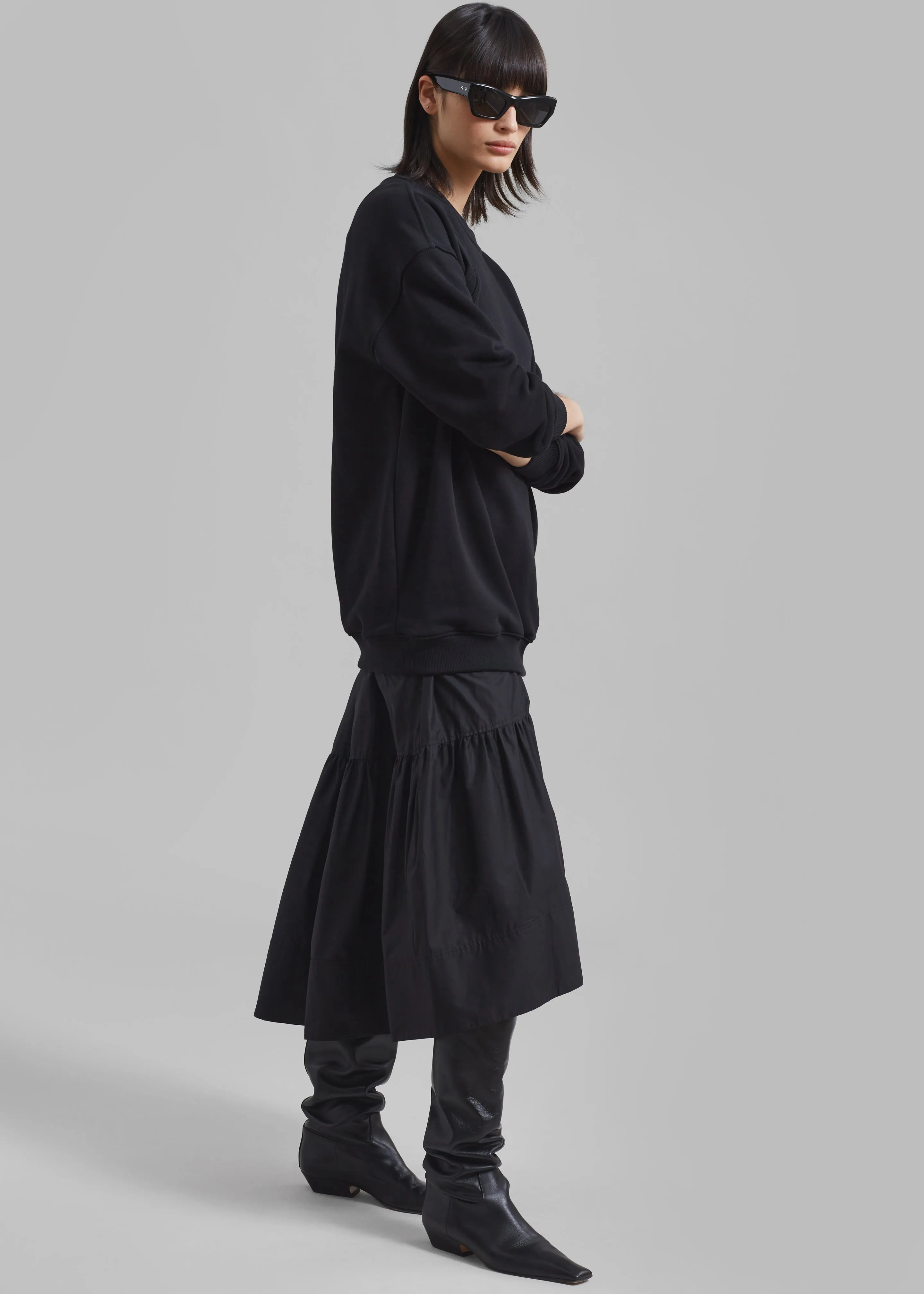 3.1 Phillip Lim French Terry Oversized Midi Dress - Black