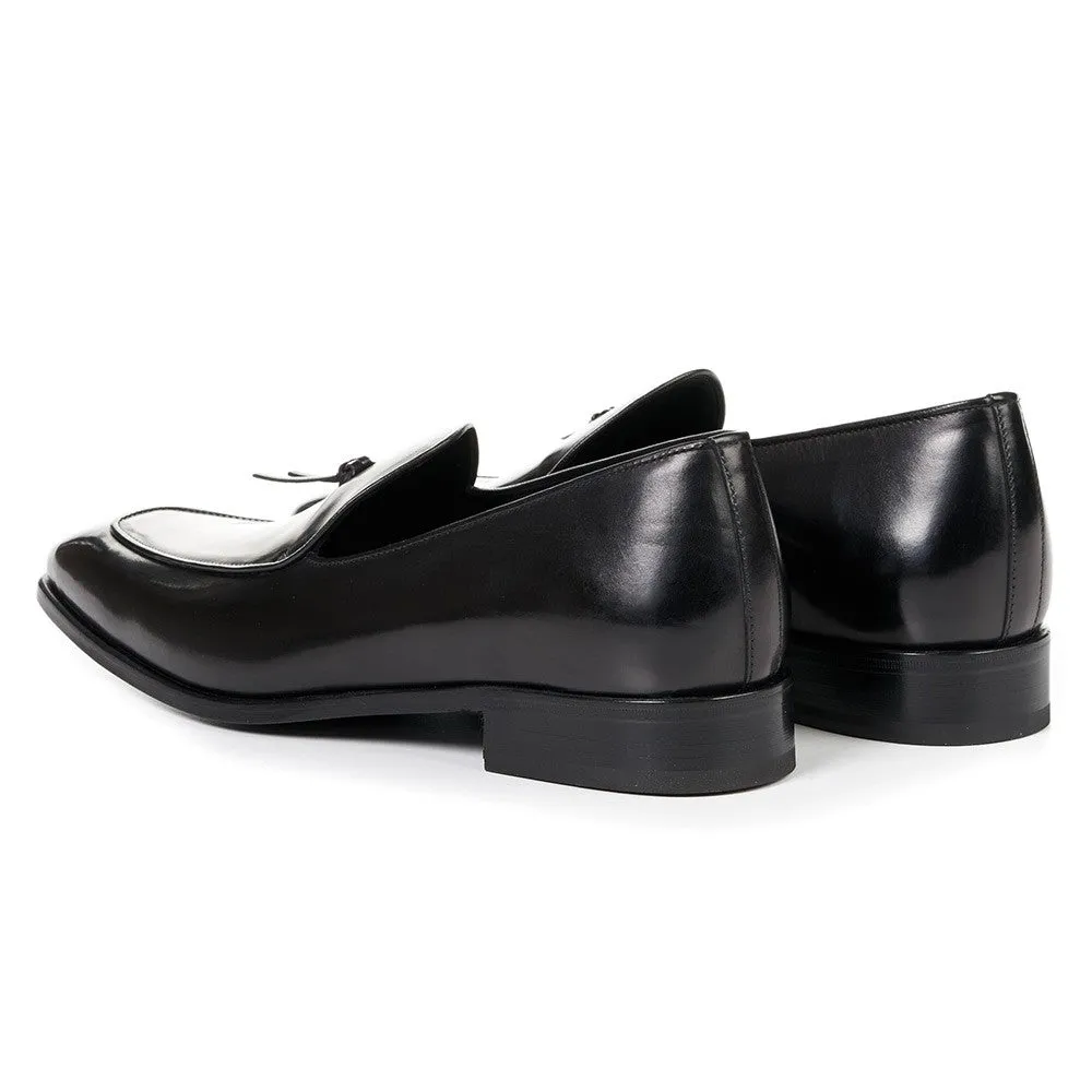 6 CM/ 2.36 Inches CMR CHAMARIPA Handcrafted High Heel Dress Shoes in Black Calfskin Leather Loafers