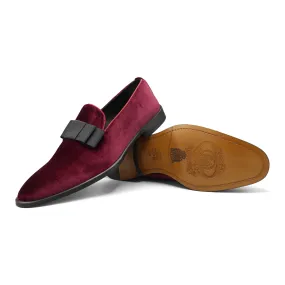 6518 - Burgundy Velvet Opera Bow Slipper