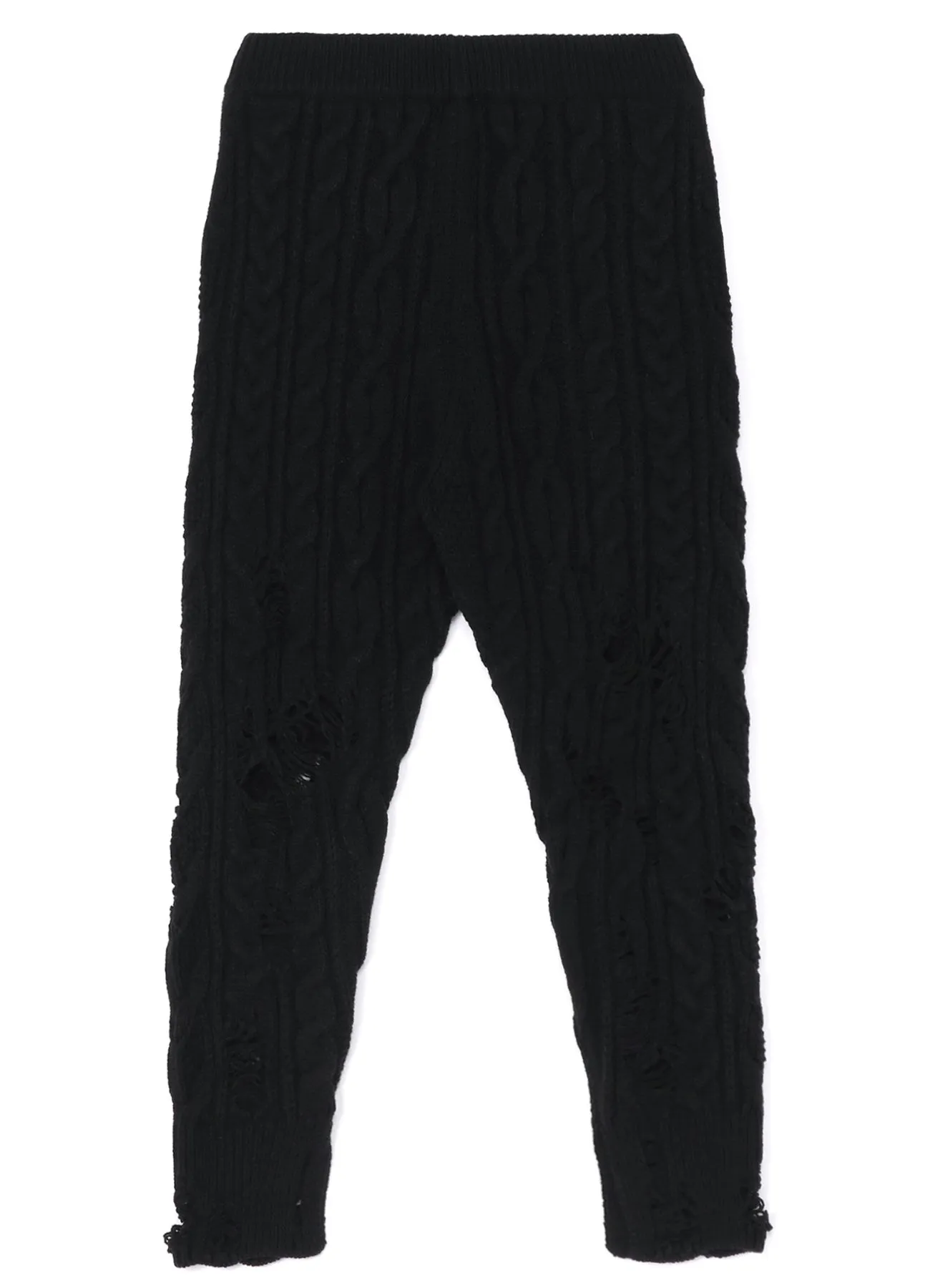 ACRYLIC WOOL RIPPED ARAN KNIT RIB PANTS