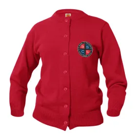 Adult Crewneck Cardigan With Blessed Sacrament Logo