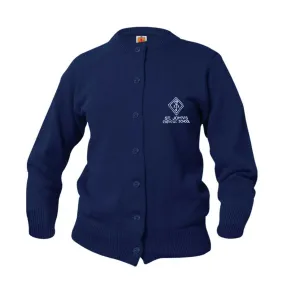 Adult Crewneck Cardigan With St. John Logo