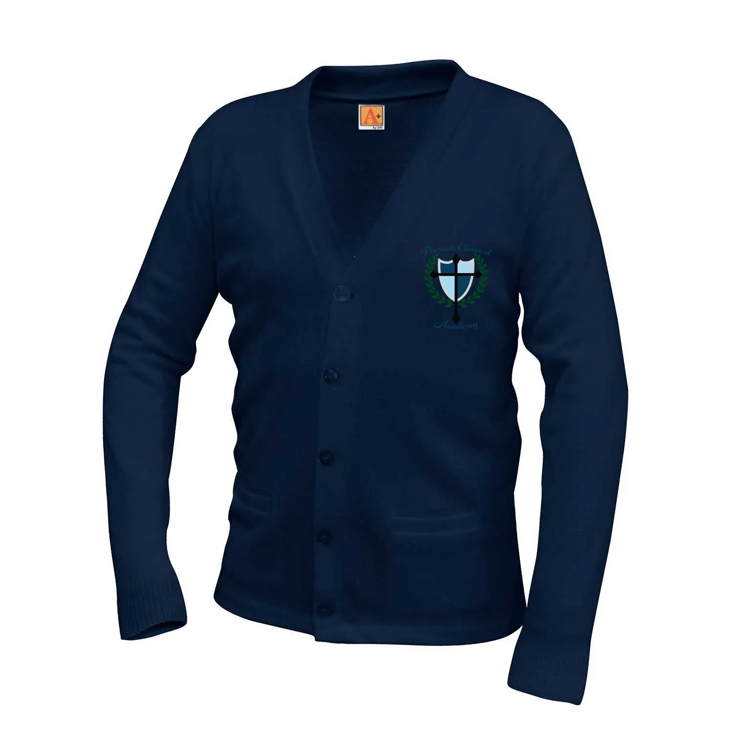 Adult V-Neck Cardigan with PCA Logo