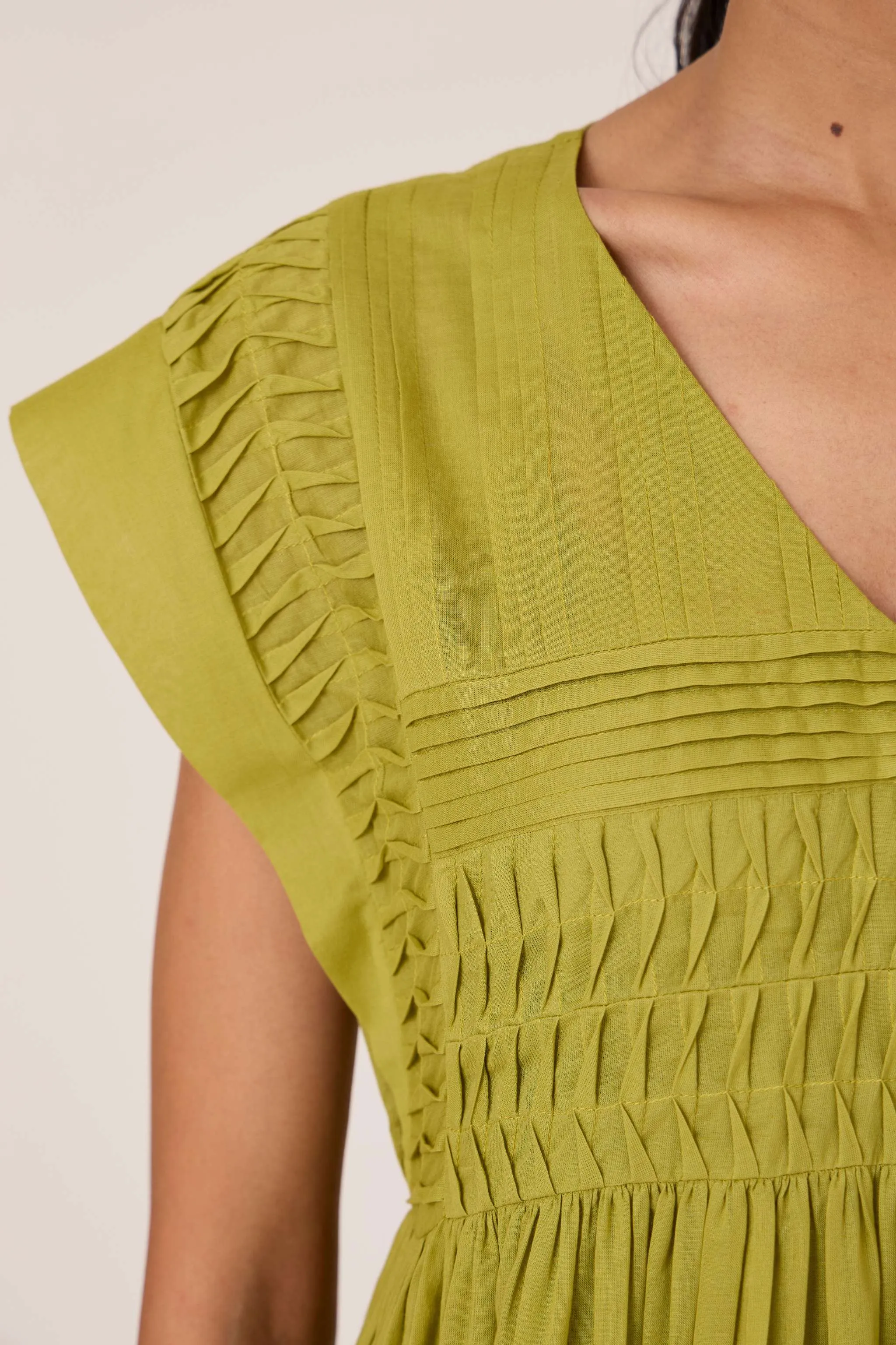 Aelia Citron Pleated Midi Dress