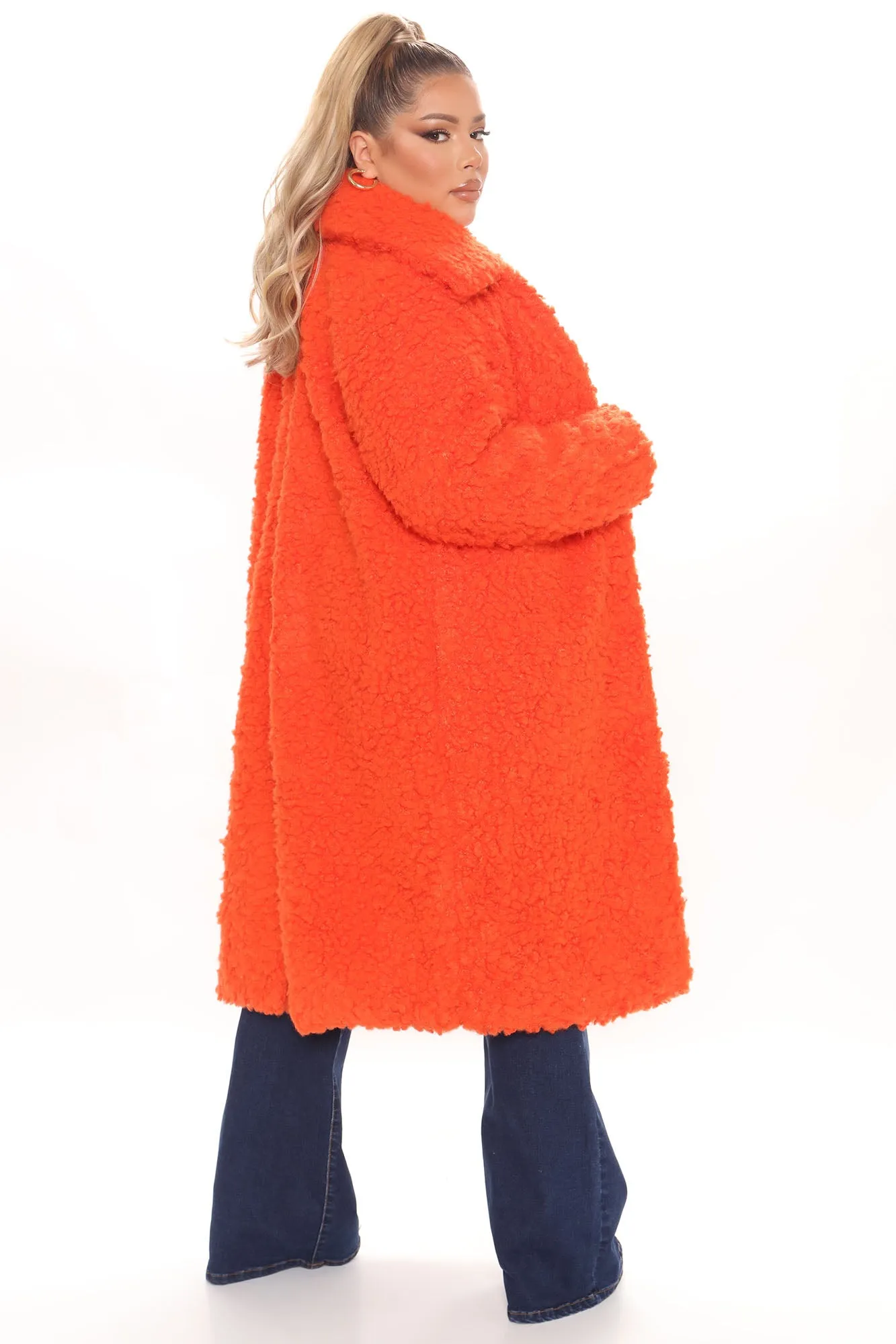 All About Me Fuzzy Coat - Orange