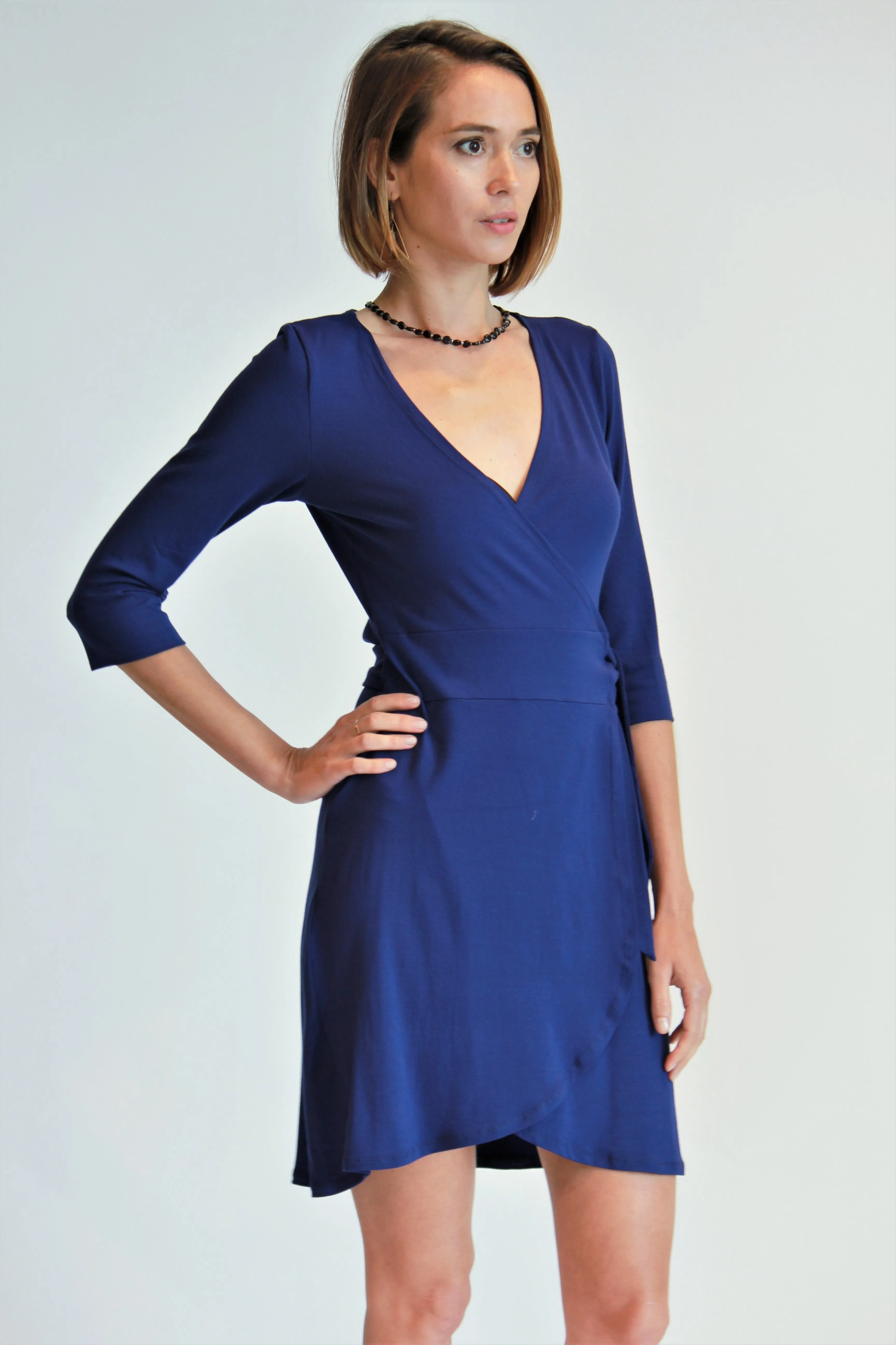 Amanda Half Sleeve Wrap Dress in Stretchable Jersey