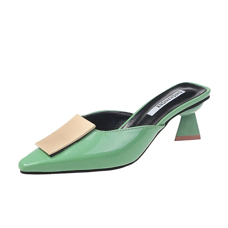 Amozae- Green HOT Summer Pointed toe heel High Heels Sandals lady Pumps slip on Shoes   Women party shoes Wedding Slingbacks classics