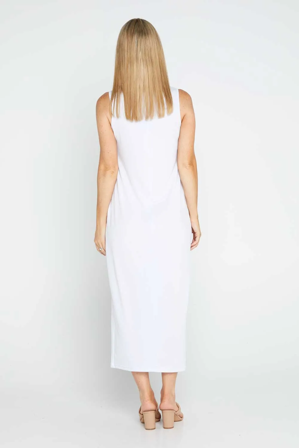 Amy Midi Stretch Slip - White