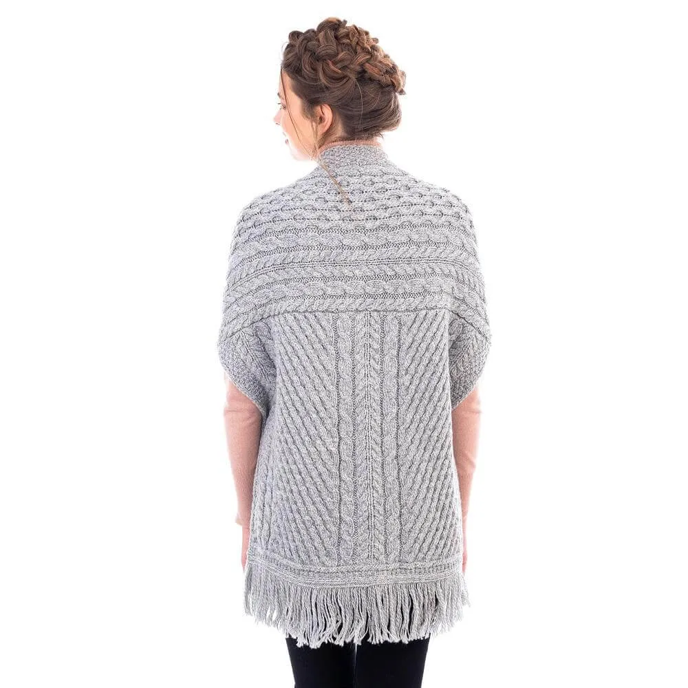 Aran Shawl Wrap Cardigan with Pockets