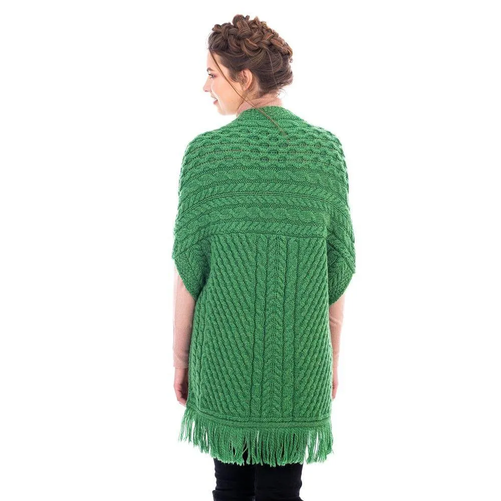 Aran Shawl Wrap Cardigan with Pockets