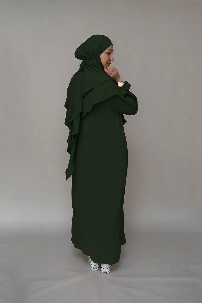 Army green prayer gown umrah abaya dress non-wrinkling