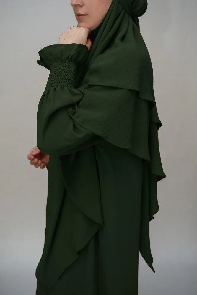 Army green prayer gown umrah abaya dress non-wrinkling