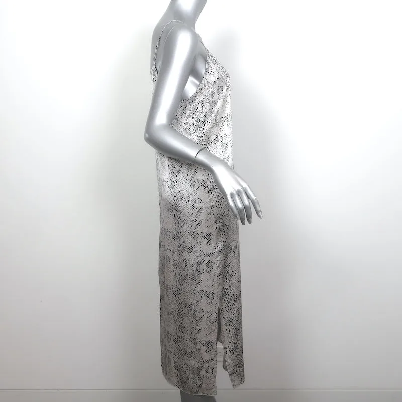 ATM Anthony Thomas Melillo Midi Slip Dress Silver Snake Print Silk Size Medium