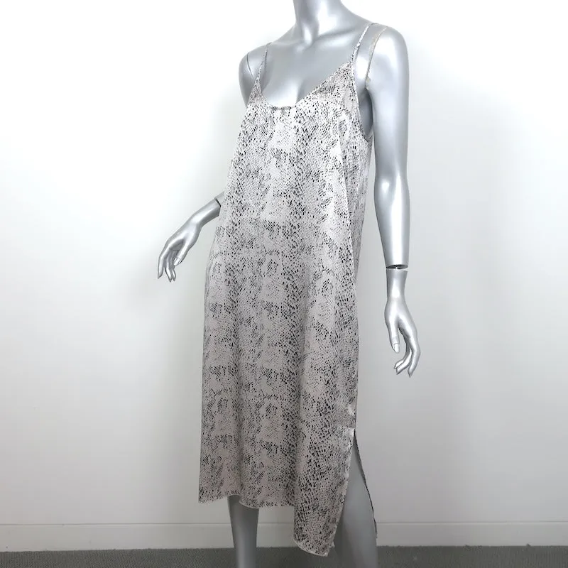 ATM Anthony Thomas Melillo Midi Slip Dress Silver Snake Print Silk Size Medium