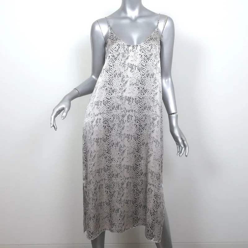 ATM Anthony Thomas Melillo Midi Slip Dress Silver Snake Print Silk Size Medium