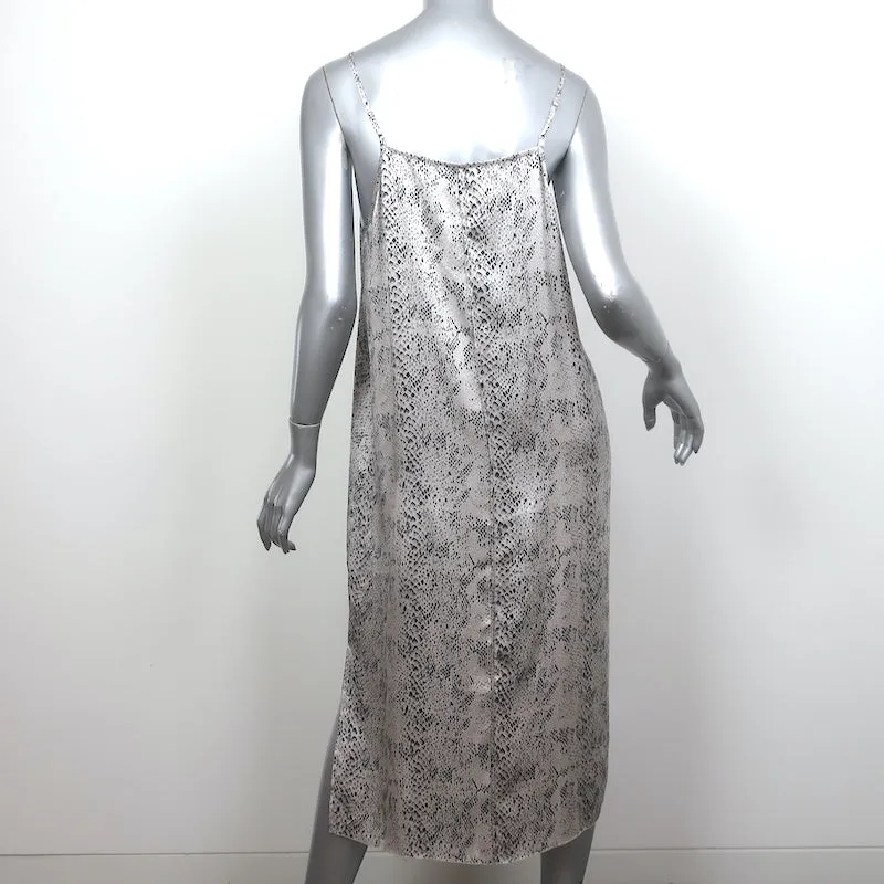 ATM Anthony Thomas Melillo Midi Slip Dress Silver Snake Print Silk Size Medium