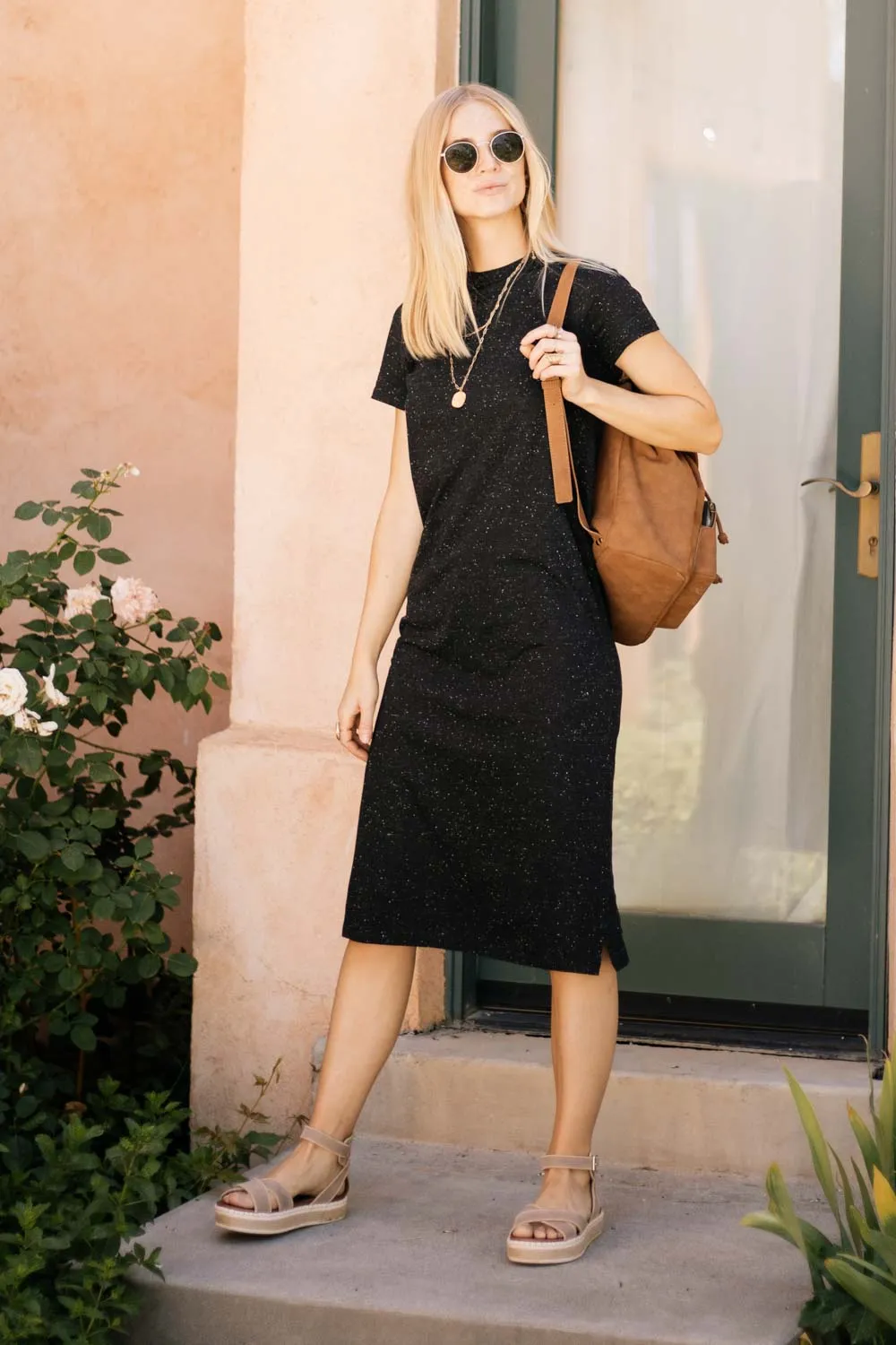 Aubree T-Shirt Dress in Black