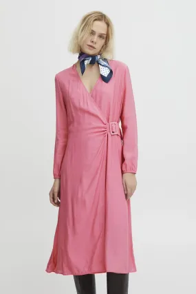 AVA BELTED WRAP DRESS (PINK)