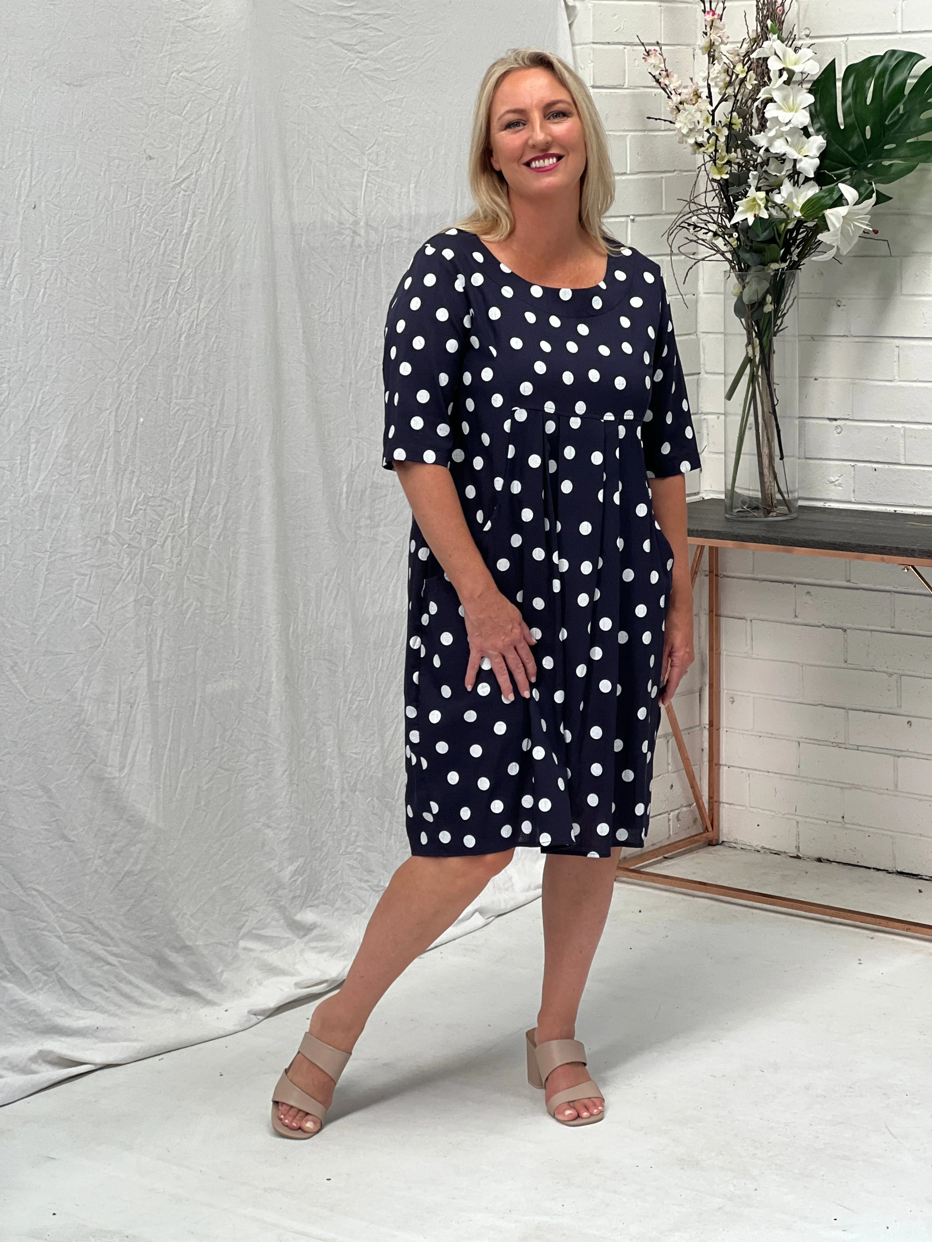 Bailee Midnight Linen Dress