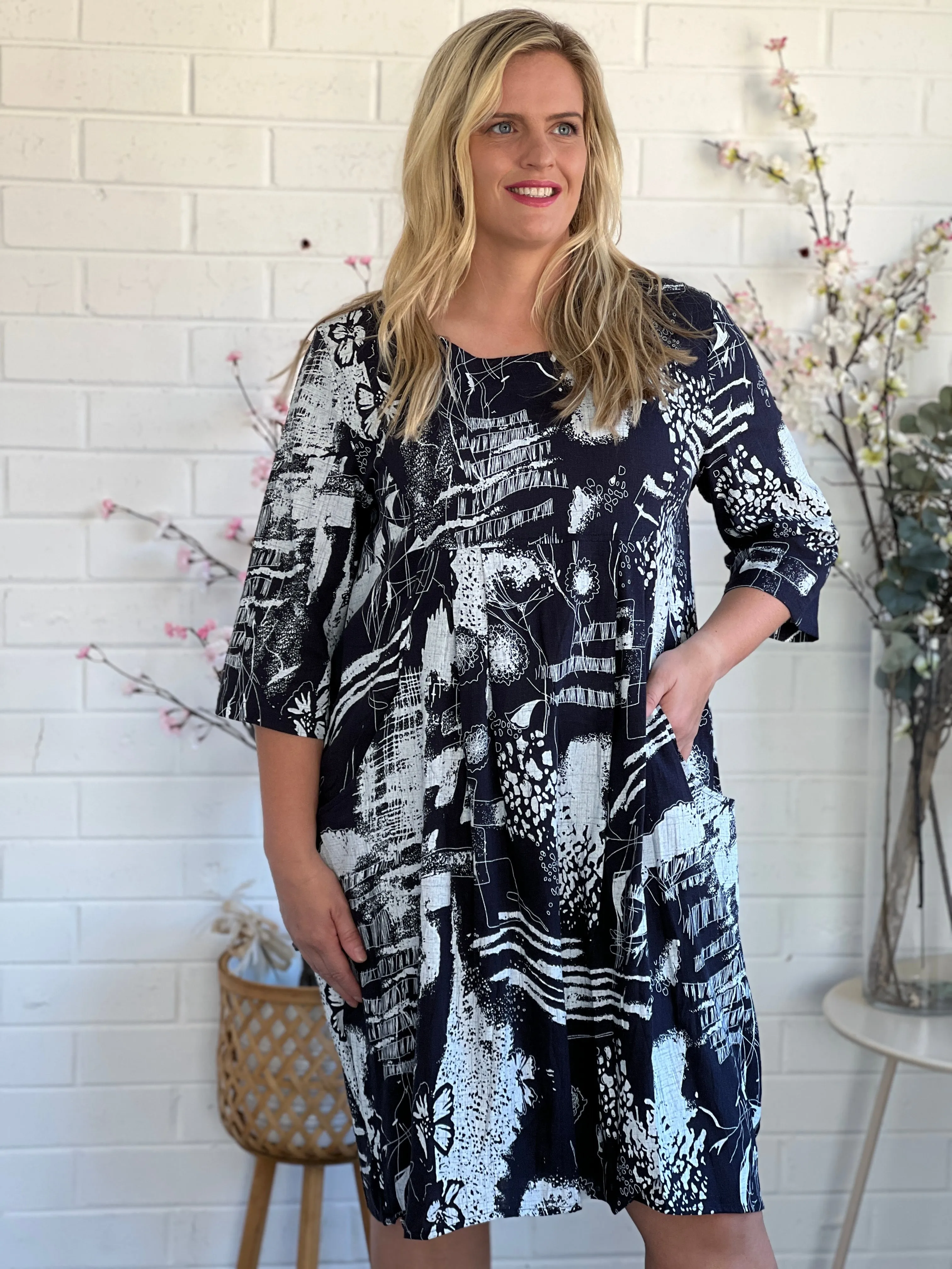 Bailee Navy Abstract Dress