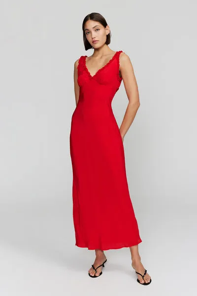 Bella Midi Dress - Cherry Red