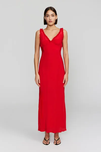 Bella Midi Dress - Cherry Red