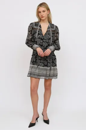 Black & Grey Silk Patterned Dress