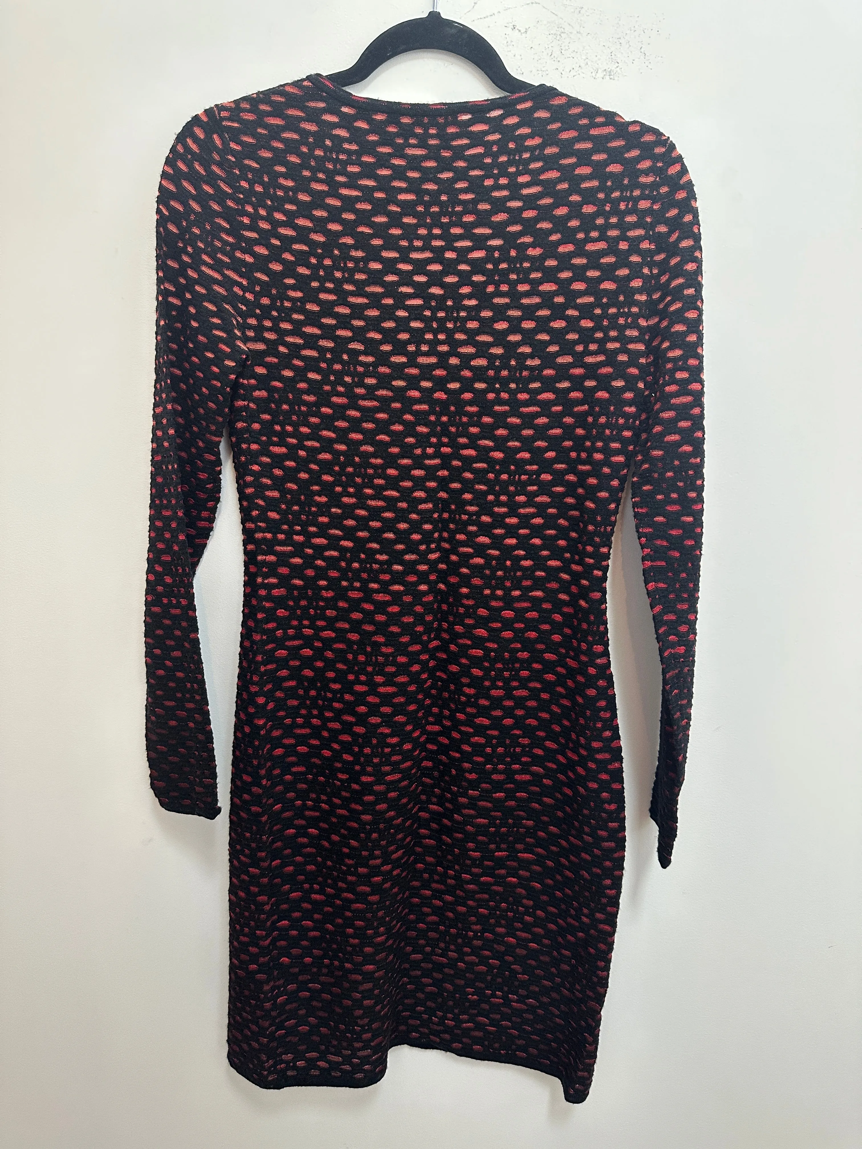 Black and Orange Knit Bodycon LS Dress