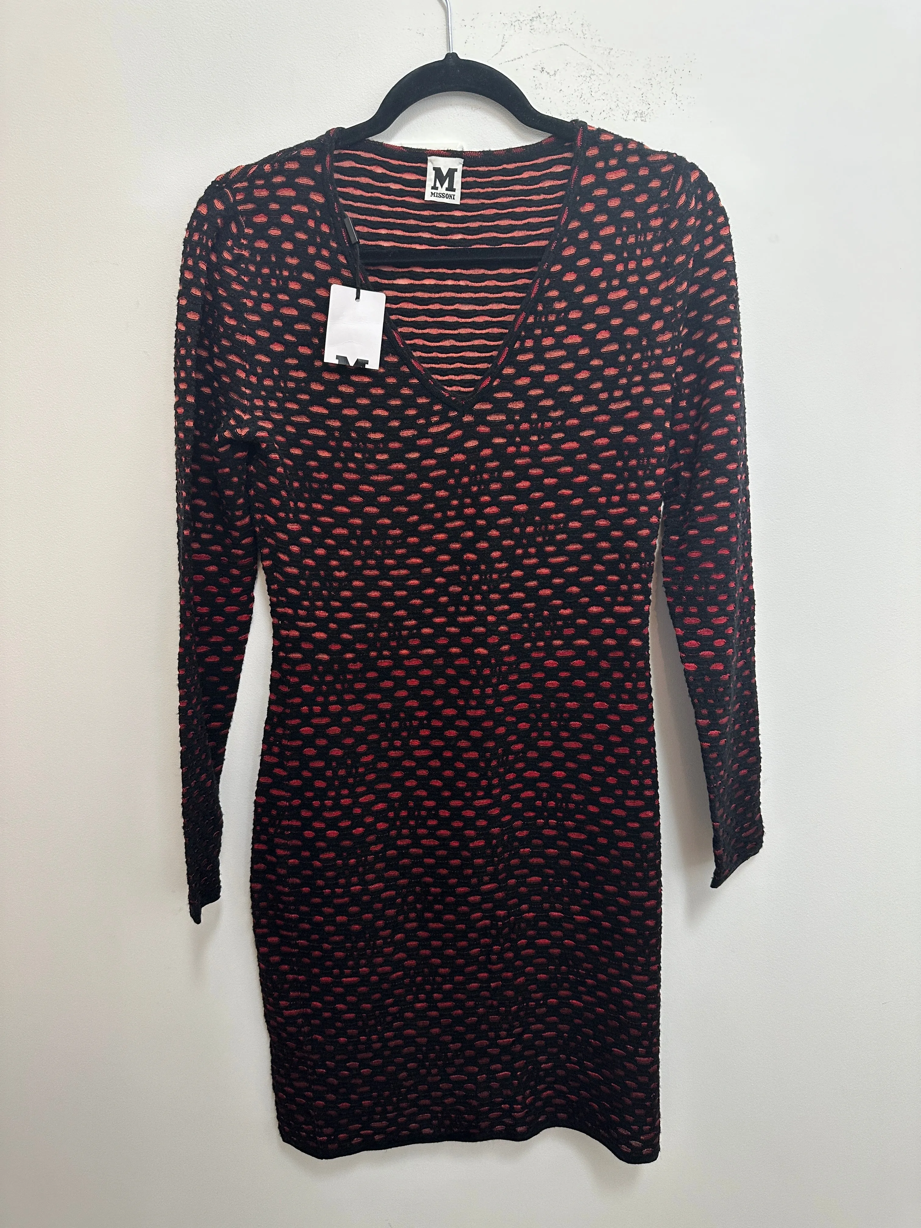 Black and Orange Knit Bodycon LS Dress