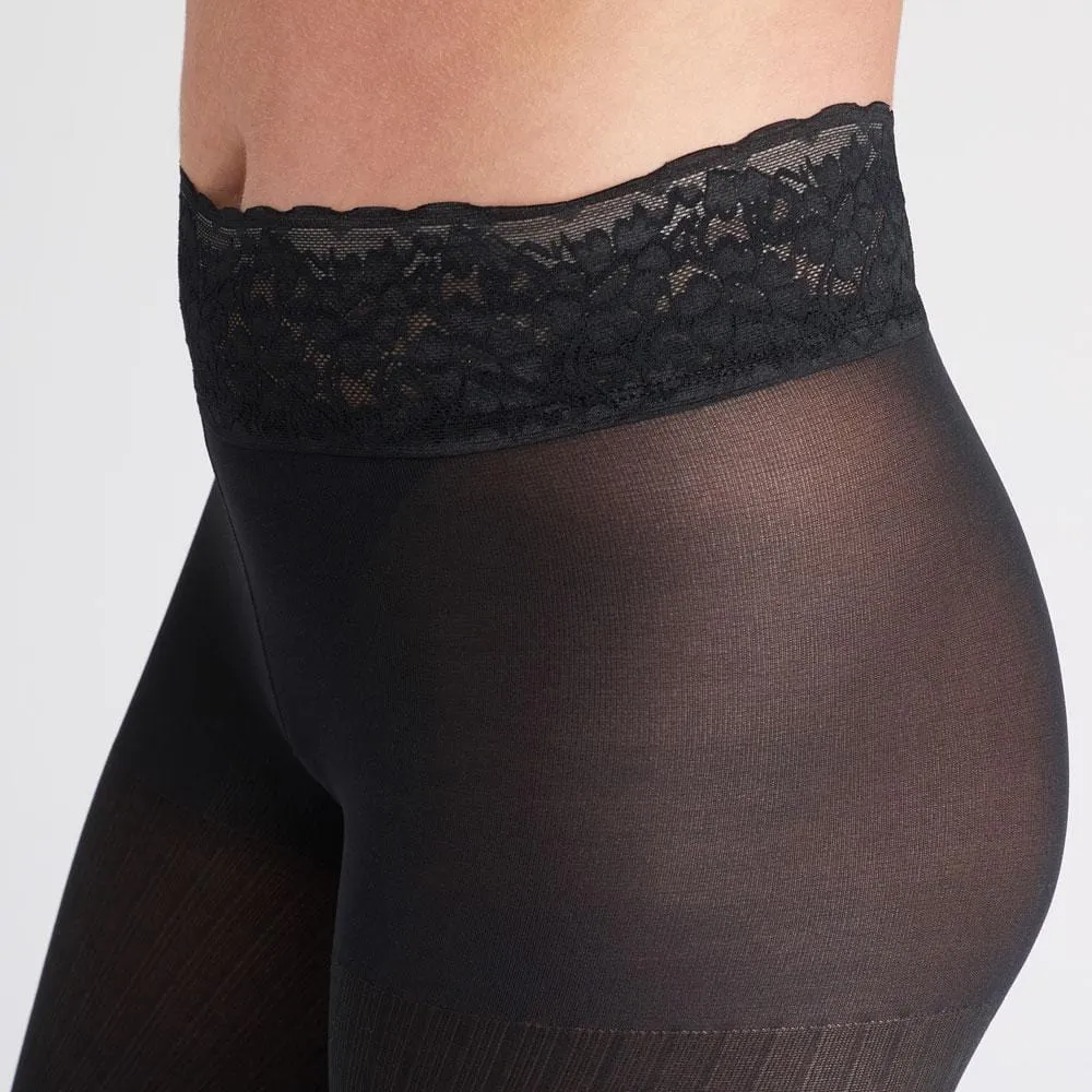 Black Opaque Ribbed Tights With Luxe Comfort Waistband