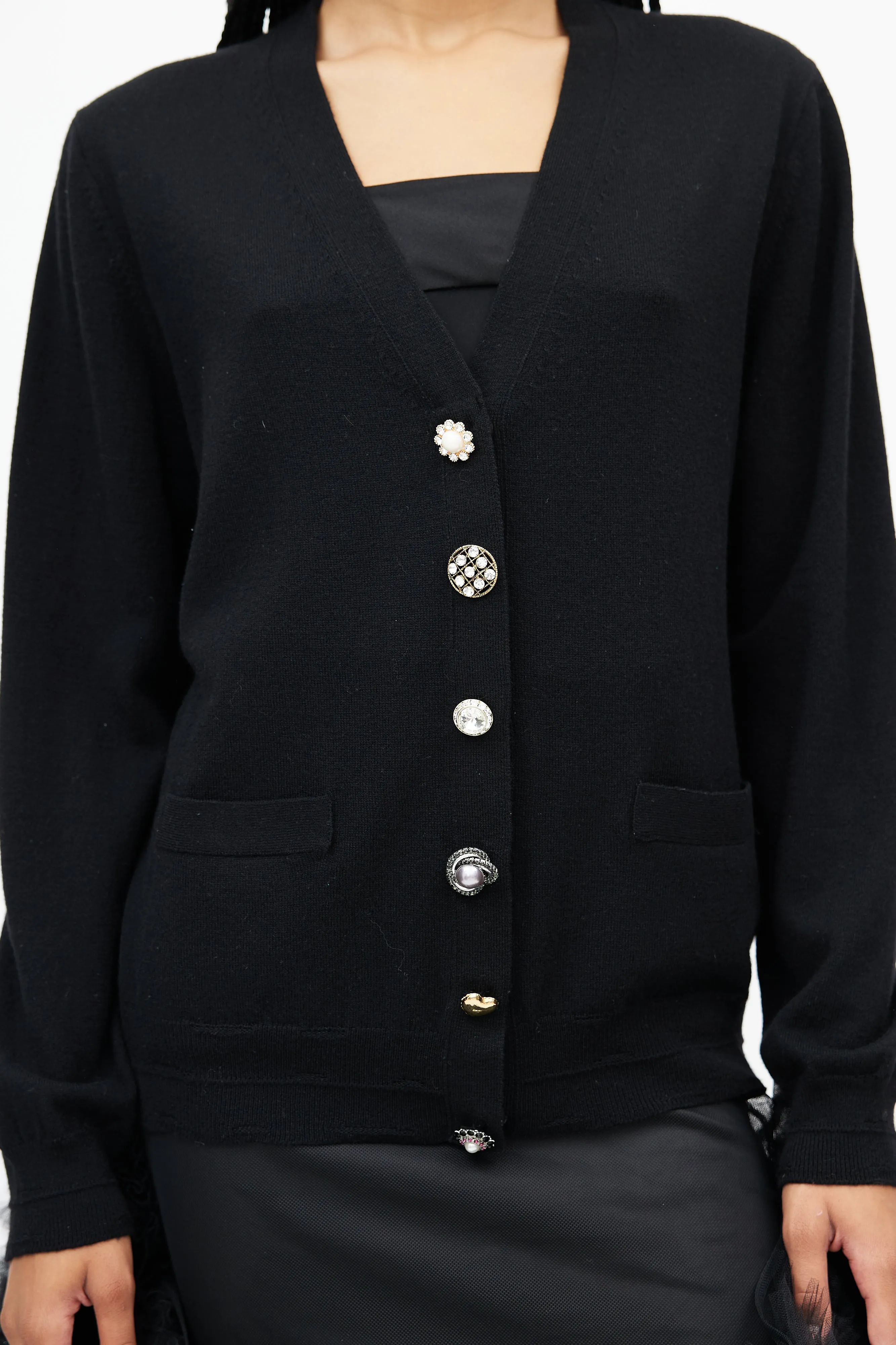 Black The Jewelled Button Cardigan