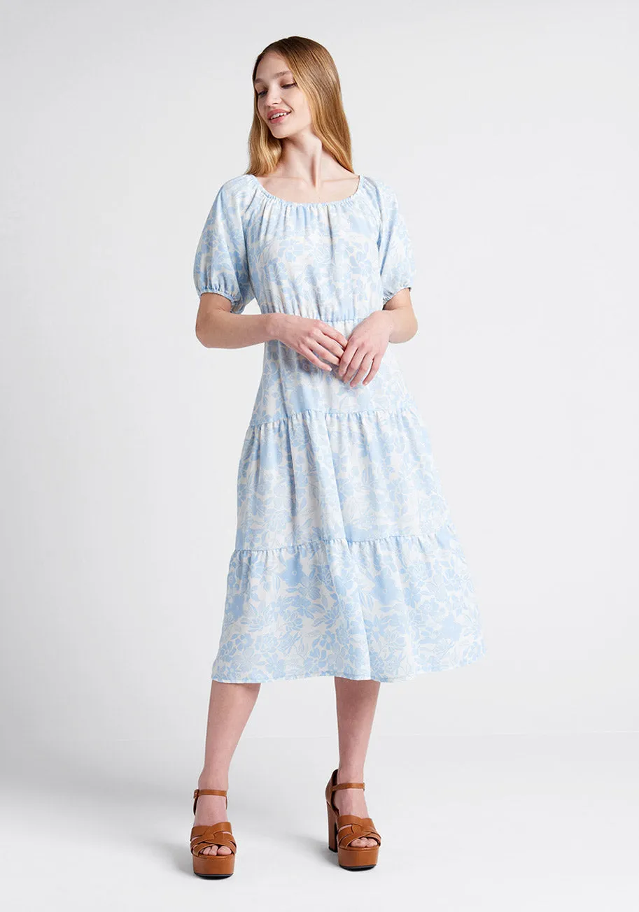 Bloom Wildly Tiered Midi Dress