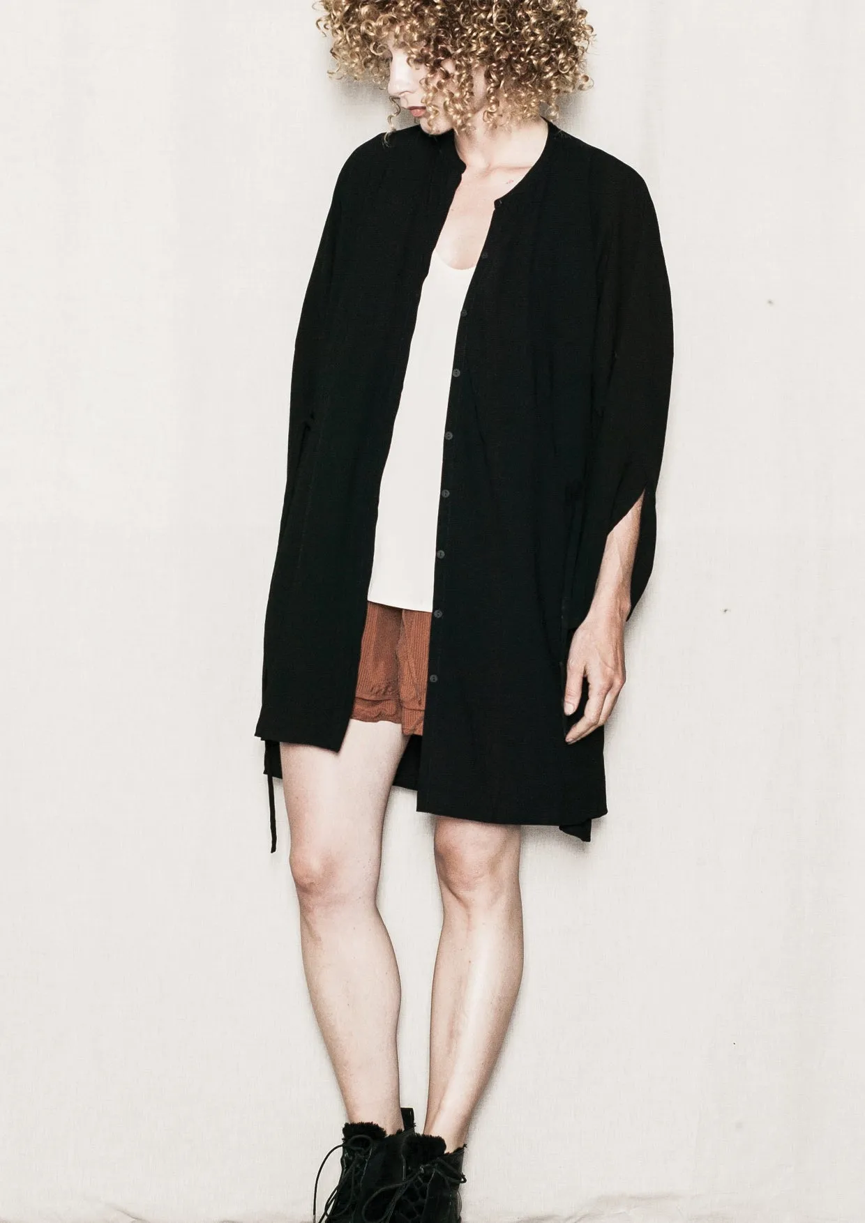 BLOUSE/DRESS/CARDIGAN - black plain