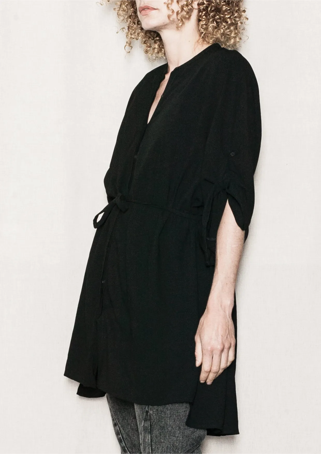 BLOUSE/DRESS/CARDIGAN - black plain