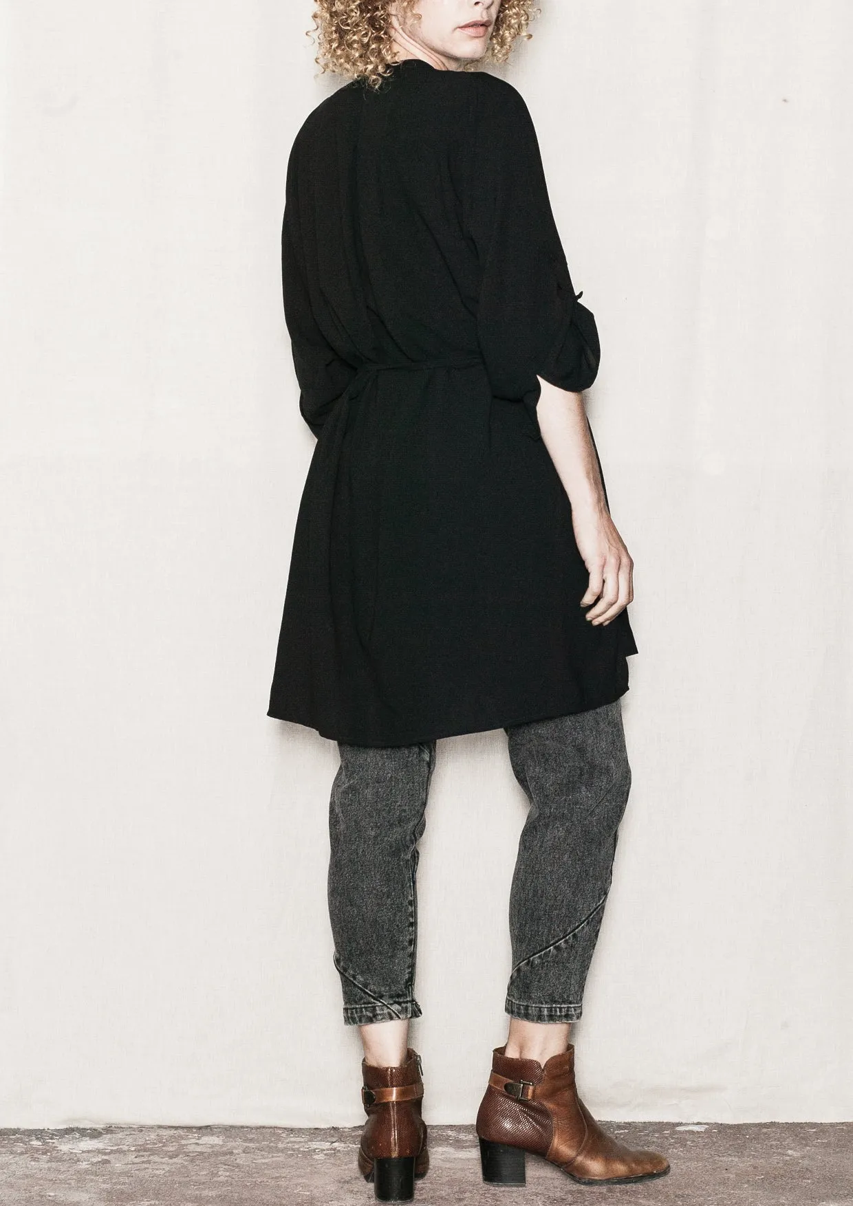 BLOUSE/DRESS/CARDIGAN - black plain