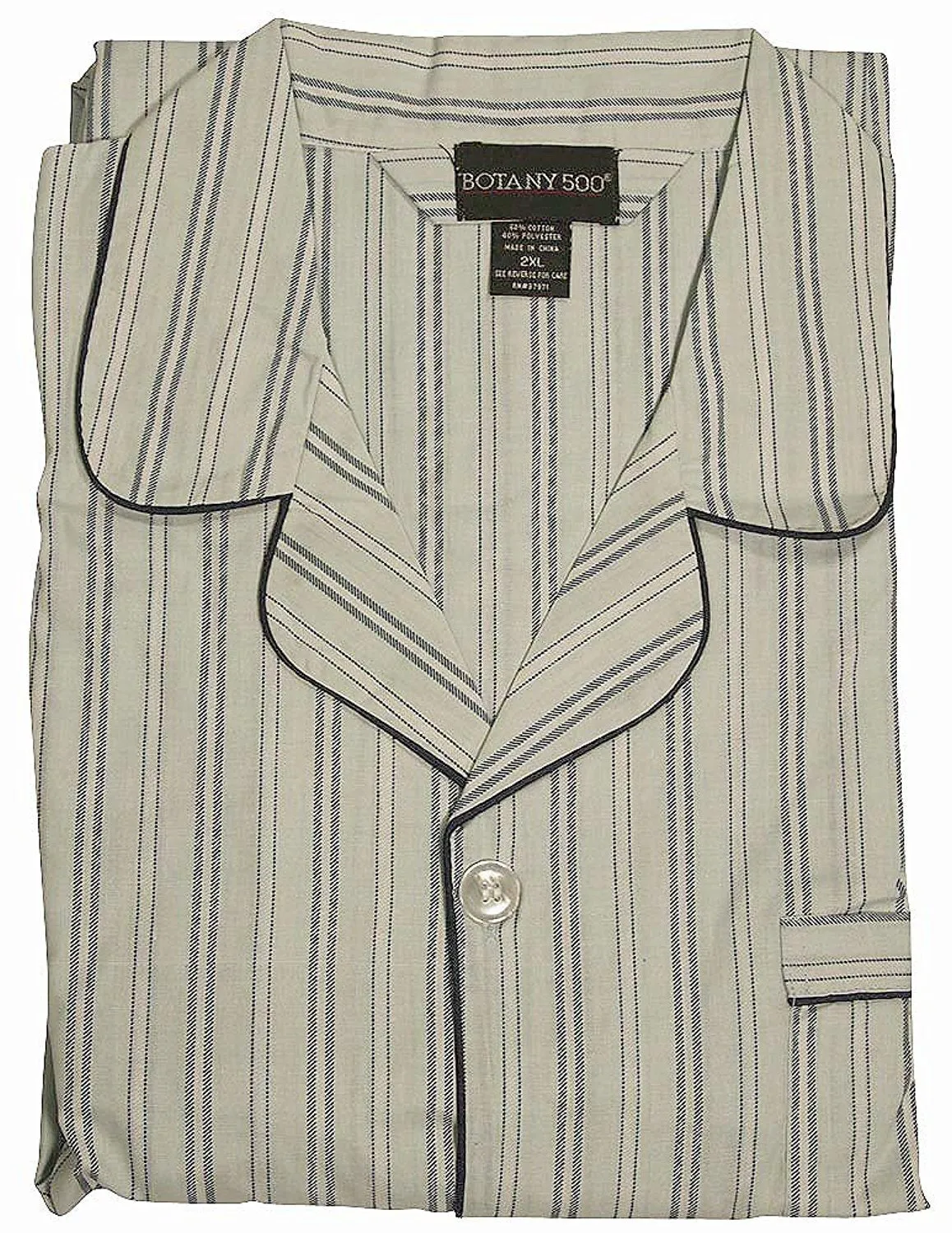 Botony 500 - Mens Big Long Sleeve Striped Broadcloth Pajama