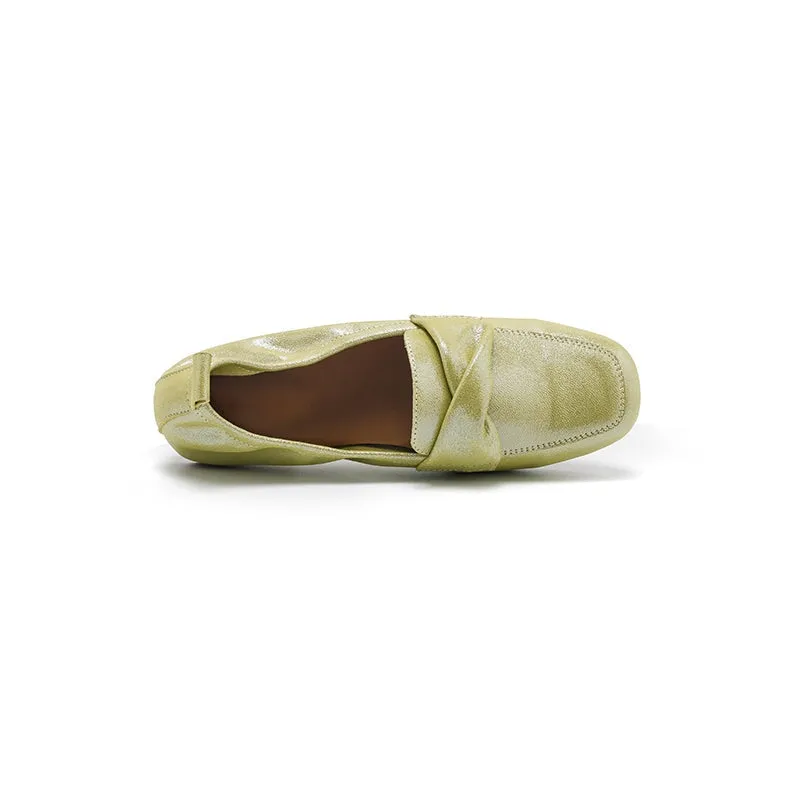 Bow Detail Flat Leather Loafers Soft Round Toe Handmade in 6 Colors