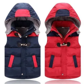 Boys And Girls Baby Plus Velvet Padded Hooded Vest Kindergarten Uniforms