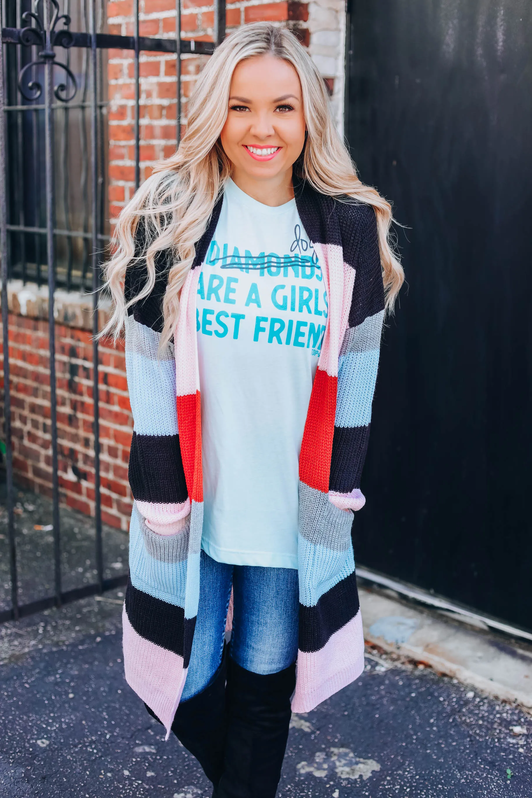 Brick Combo Striped Cardigan